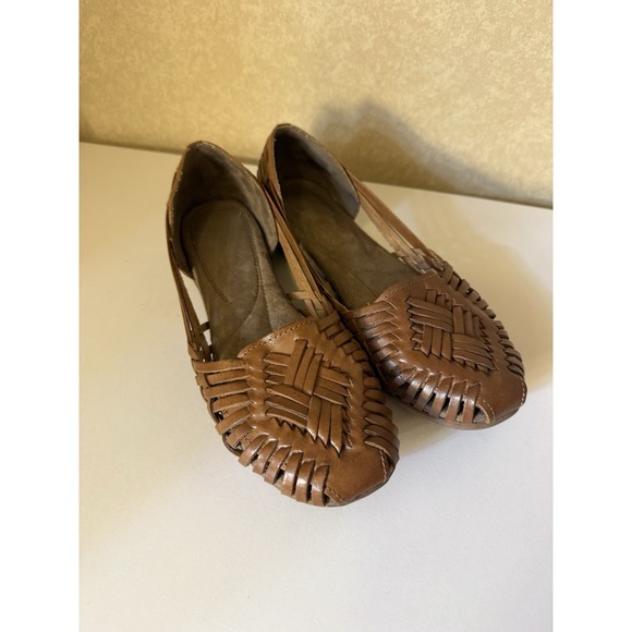 Natural Soul Shoes - Natural Soul Shoes Womens 6M Grandeur Leather Woven Fisherman Boho Flats Festive